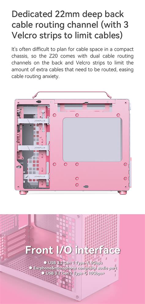 Jonsplus Z Pink White Micro Atx Computer Case With Detachable