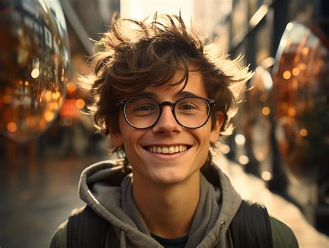 premium ai image colorful portrait  smiling happy teenager bo yin