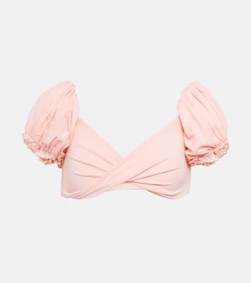 Puff Sleeve Bikini Top In Pink Giambattista Valli Mytheresa