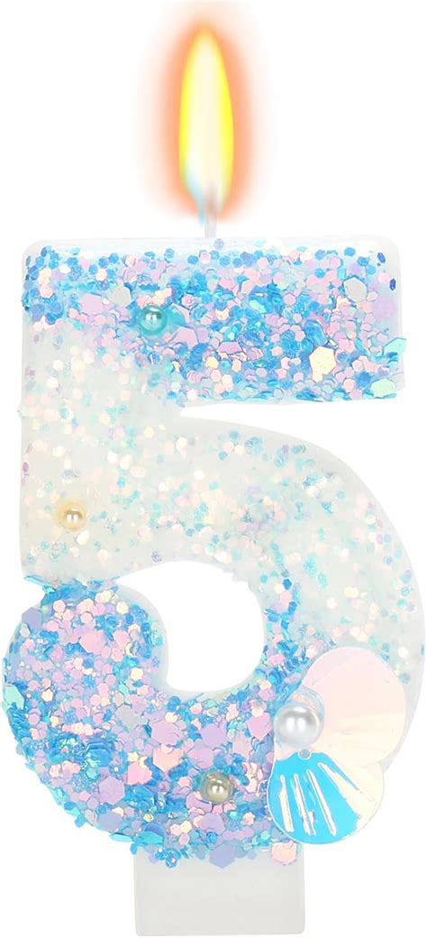 Elekfx Birthday Candle For Cake Mermaid Vibes Blue 5