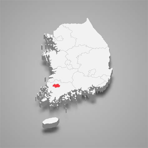 Gwangju Region Location Within South Korea 3d Isometric Map 21833763