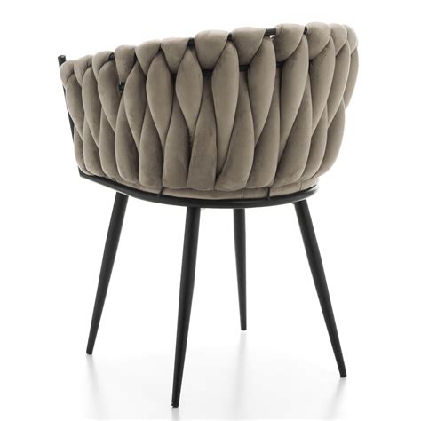 Krzes O Tapicerowane Plecione Latina Glamour Zaplatane Welurowe