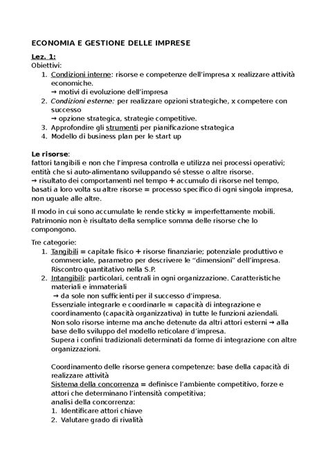 ECONOMIA E GESTIONE DELLE IMPRESE - Lez. 1: Risorse e Strategie - Studocu