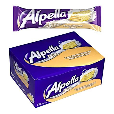 Box Of 24 Alpella 3gen White Chocolate Coated Milk Cream Wafer 28g ...