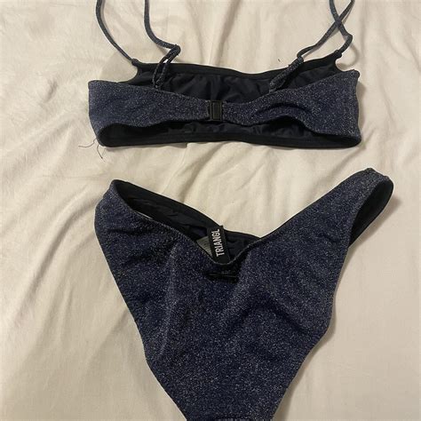 Triangl Blue Sparkle Bikini Bottoms XS Top XXS Depop