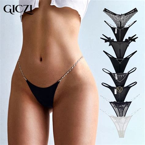 Giczi Sexy Thong Women S Panties G String Thongs Ribbon Bikini Lace Lingerie Female Solid