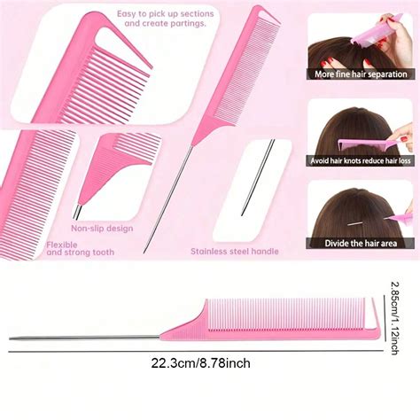 12 Pieces Hair Brush Set, Nylon Teasing Hair Brushes 3 Row Salon ...