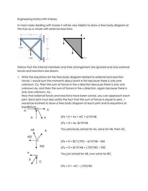 Engineering Statics Hw 4 Notes