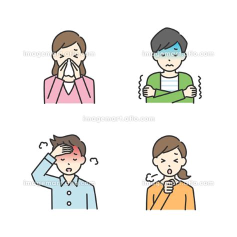 風邪の症状が出ている男性と女性のイラスト 206568292 イメージマート