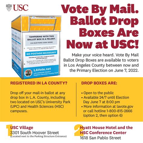 Vote By Mail Boxes Are Now At Both Usc Campuses Usc Staff Assembly