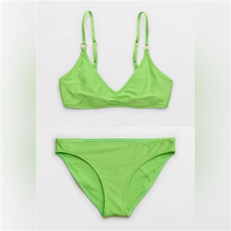 Aerie Swim Aerie Shine Rib Bikini Set Poshmark