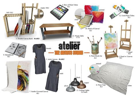 Second Life Marketplace - VIVE NINE ATELIER THE ARTIST STUDIO FULL SET ...