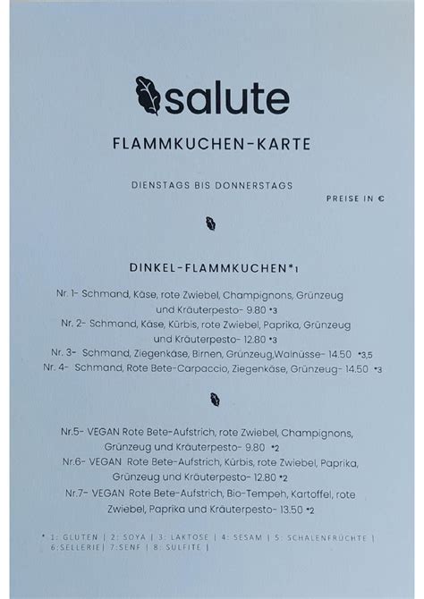 Speisekarte Restaurant Salute Vegetarische Vegane K Che In Mainz