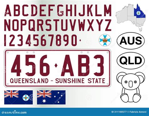 queensland car license plate pattern australia stock vector
