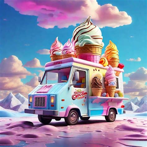 Premium Photo Colorful Ice Cream Van Generated By Ai