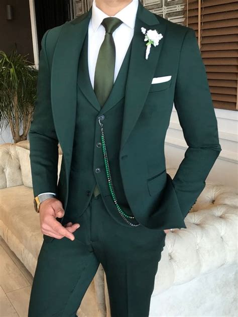 Bojoni Green Slim Fit Suit 3 Piece Green Wedding Suit Wedding Suits