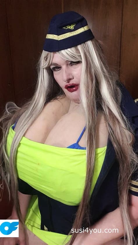 Sexy Susi As A Stewaress With Cup K Tits Giving Blowjob To Squirtingtoy