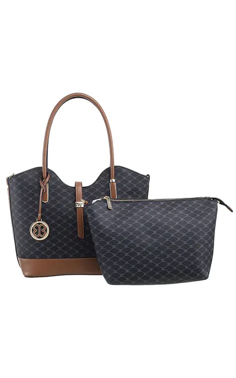 Bessie Logo Print Hanging Drop Bag In Bag Black Bessie London