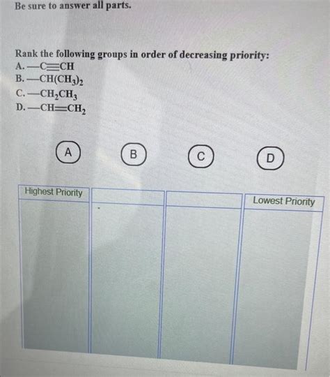 Solved Be sure to answer all parts. Rank the following | Chegg.com