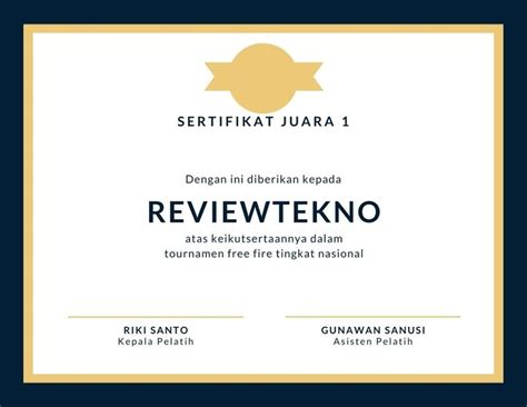 Kumpulan Mentahan E Sertifikat Game Free Fire Turnamen Home Decor