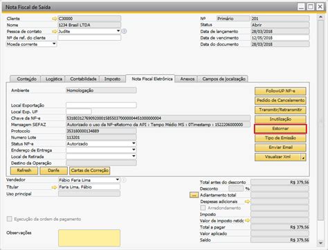 Estornar NFe TaxOne NFe 3 76 6