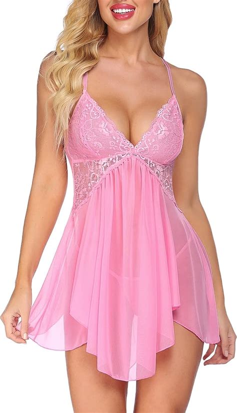 Avidlove Women Lingerie Lace Babydoll V Neck Sexy Sleepwear Strap Chemise At Amazon Womens