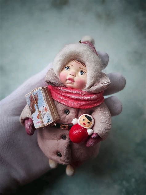 Ватная ёлочная игрушка. Девочка с неваляшкой – заказать на Ярмарке ...