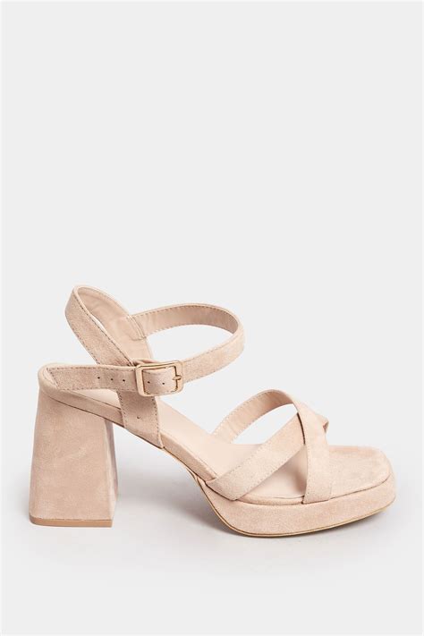 Nude Platform Sandal Heels In Wide E Fit Extra Wide Eee Fit Yours Clothing