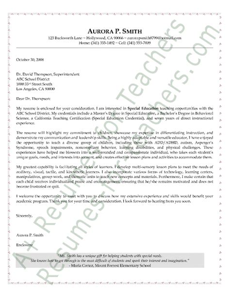 15 Cover Letter Sample Special Education Teacher Teacher Beginnercoverletter