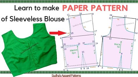 Sleeveless Sari Blouse Complete Pattern Making Drafting Of Front