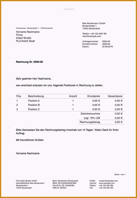 Toll Gesch Ftsbrief Din Word Kostenlos Vorlagen