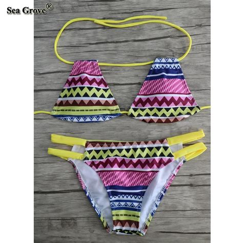 NEW Bikinis Women Swimsuit Printed Swimwear Women Bikini Fight Color Set Swimsuit Women S
