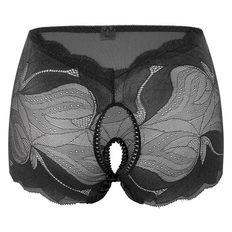 Women S Floral Lace Lingerie Crotchless Panties See Through Briefs Underwear Ebay