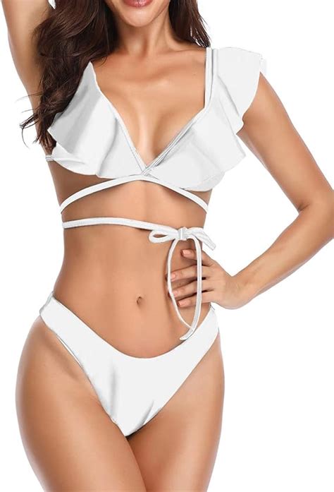 Amazon Bikini Swimsuits For Women Printing Cross Two Pieces Bathing Suits Padded High Cut