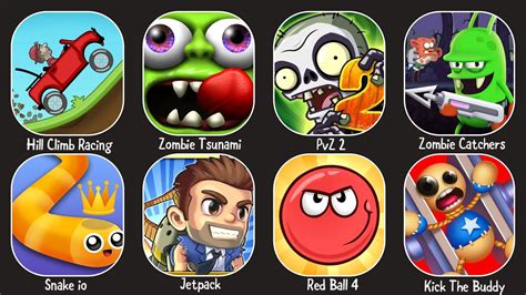 Hill Climb Racing Zombie Tsunami Red Ball 4 Jetpack Kick The Buddy PvZ2