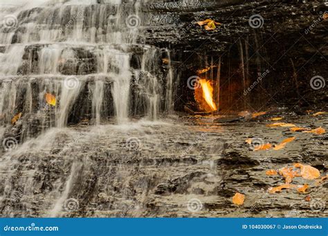 Eternal Flame Waterfall In New York Stock Image Image Of Hydrocarbon