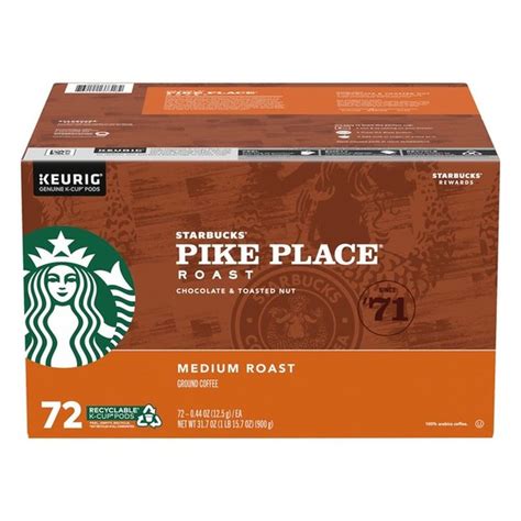 Starbucks Pike Place Medium Roast Ground Coffee K Cup Pods 0 44 Oz