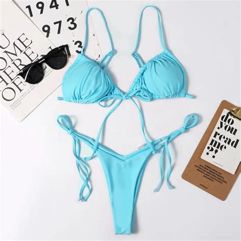 Sexy Brasileño Micro Bikini Mujer String Traje De Baño Mujer Tanga Bikinis Set Swim Beach Wear