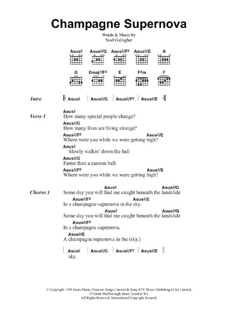 Champagne Supernova By Oasis Guitar Chords Lyrics Guitar Instructor