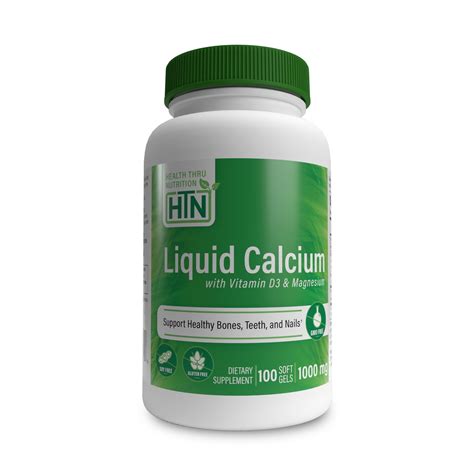 Liquid Calcium & Magnesium with 1000 IU Vitamin D3 100 Softgels ...