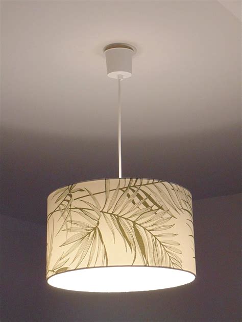 Lustre Suspension Plafonnier Abat Jour Feuilles Vertes Exotique