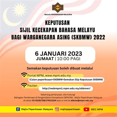 Keputusan Sijil Kecekapan Bahasa Melayu Bagi Warganegara Asing Skbmw