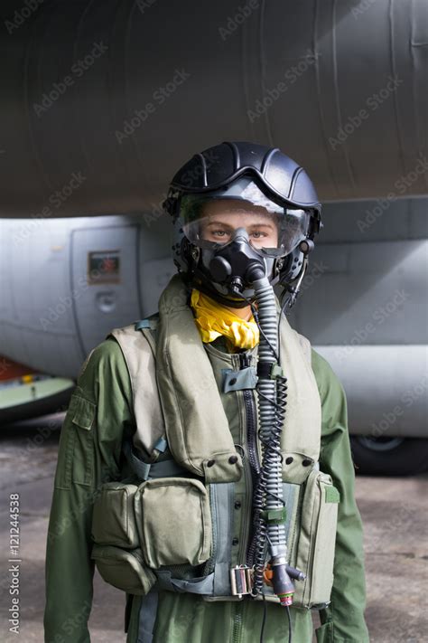 Figurine Of Fighter Pilot In Front Of Military Plane Mannequin Is