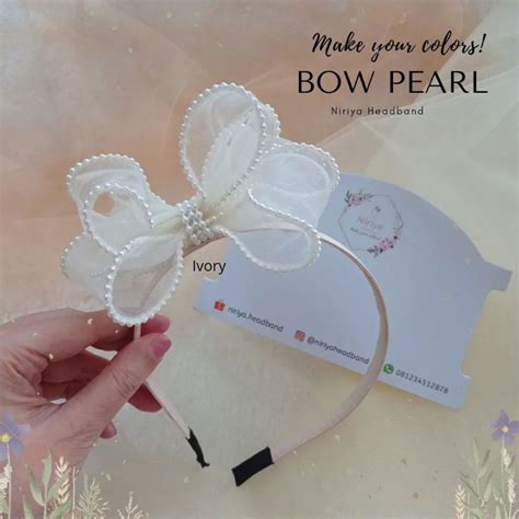 Jual Brenda Bow Pearl Bando Anak Bandana Headband Nylon Pita Jepit