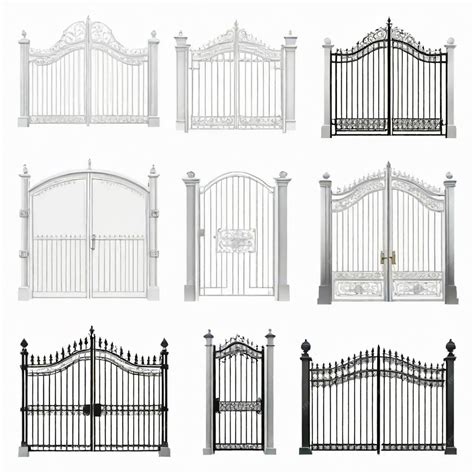 A collection of different gates including one that saysthe name of the