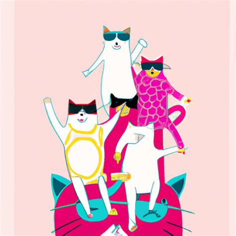 P Ster De Fiesta De Gatos Con Estampado De Gatos Divertido Arte De