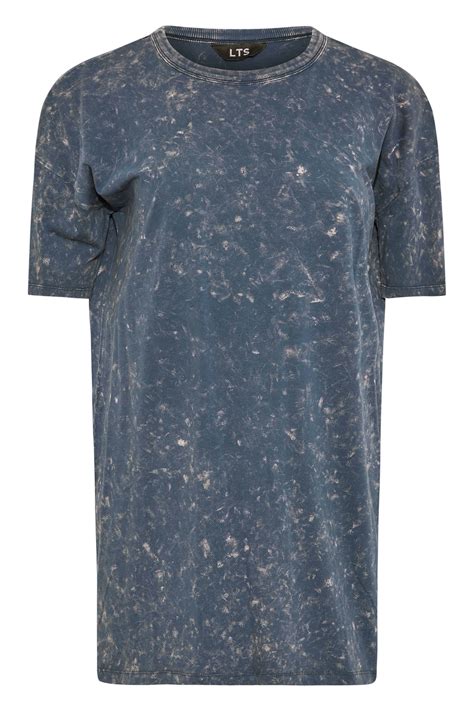 Lts Tall Womens Navy Blue Acid Wash Oversized T Shirt Long Tall Sally