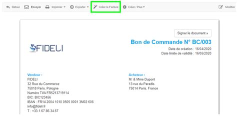 Cr Er Une Facture Depuis Un Bon De Commande