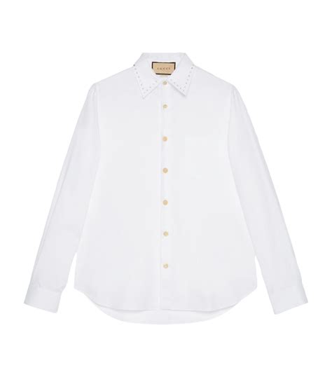 Mens Gucci White Cotton Embellished Collar Shirt Harrods Us