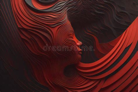 Abstract Female Face In Red And Black Colors Generative Ai Stock